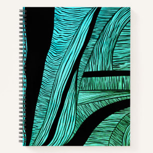 Blue and Black Wave Merge Spiral Notebook