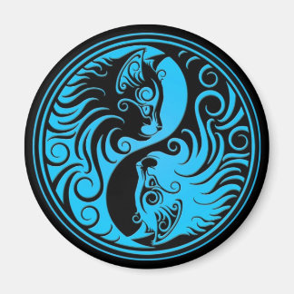 Blue and Black Yin Yang Kittens Magnet