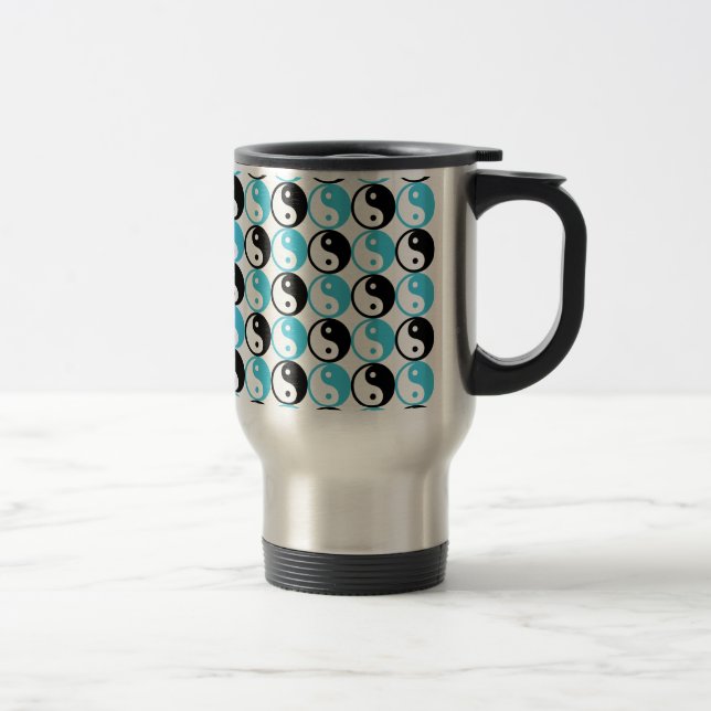 Blue and black yin yang pattern travel mug (Right)