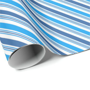 Blue and Blue Diagonal Peppermint Stripes Wrapping Paper