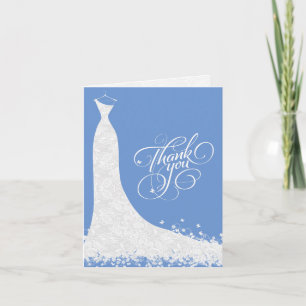 Blue And Blue Wedding Dress Thank You Card