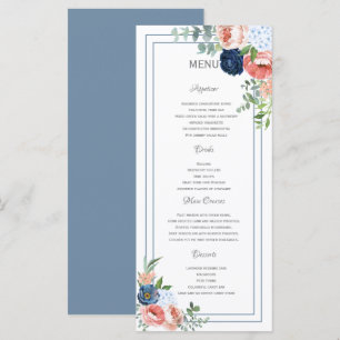 Blue and Blush Roses Menu