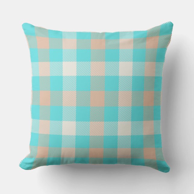 Blue and bright scottish plaid lovers colourful  cushion (Front)