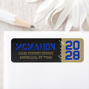 Blue and Bronze Gold Chalkboard Graduation