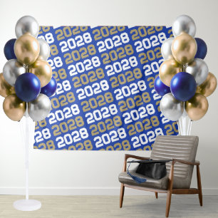 Blue and Bronze Gold Graduation Backdrop Tapestry