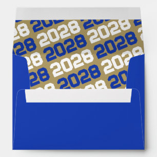 Blue and Bronze Gold Graduation Envelopes
