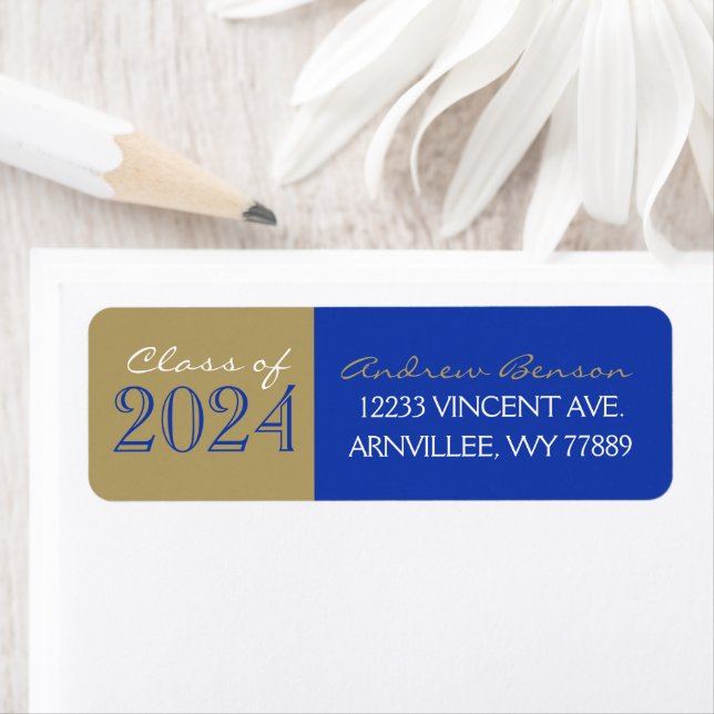 Blue and Bronze Graduation Return Address Labels (Insitu)