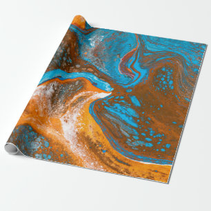 Blue and brown abstract painting wrapping paper