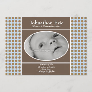Blue and Brown Baby Boy Birth Announcement
