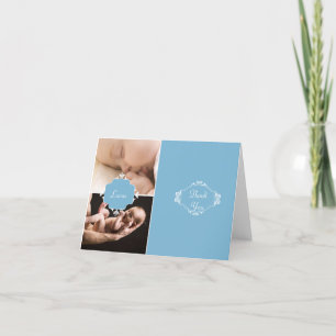 Blue and Brown Baby Giraffe Thank You Card
