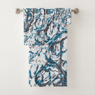 Blue and Brown Bath Towel Set