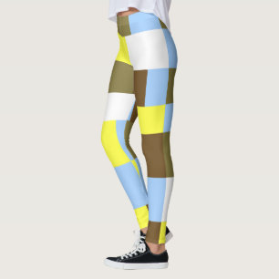 Blue and Brown Blocks Leggings
