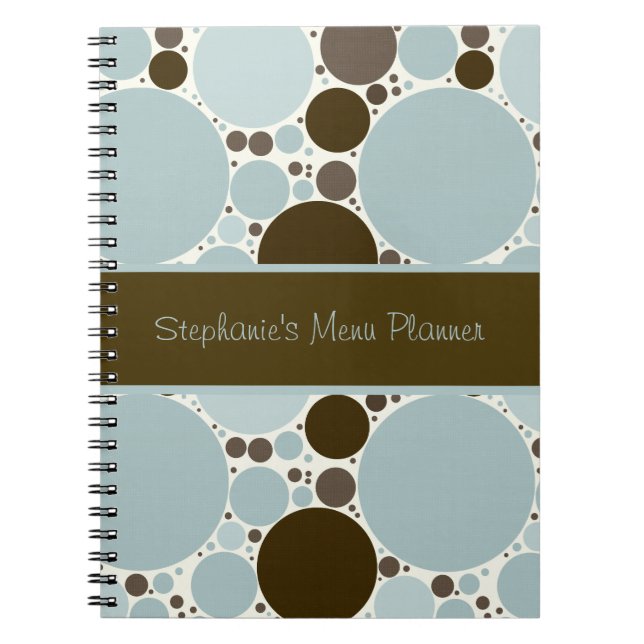 Blue and Brown Bubbles Personalised Notebook (Front)