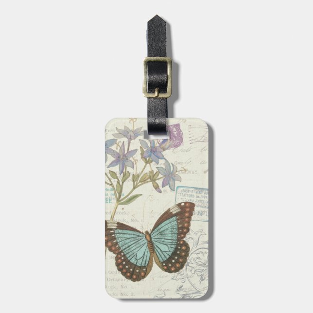 Blue and Brown Butterfly Luggage Tag (Front Vertical)