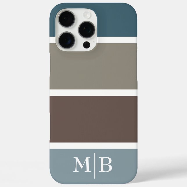Blue and Brown Colour Block With Monogram Case-Mate iPhone Case (Back)