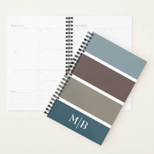 Blue and Brown Colour Block With Monogram Initials Planner