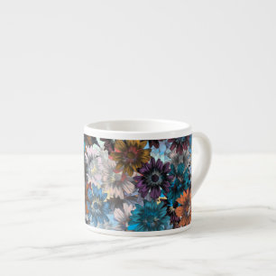 Blue and brown floral espresso cup