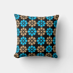 Blue and brown floral pattern cushion
