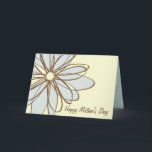 Blue and Brown Flower Mother's Day Card<br><div class="desc">A card featuring an oversized illustration of a flower oulined in brown and filled with blue and beige on front. Customisable text reads "Happy Mother's Day." Inside top is beige. Inside bottom is blue with a rectangle section outlined in brown and filled with beige. Customise the brown text inside. Look...</div>
