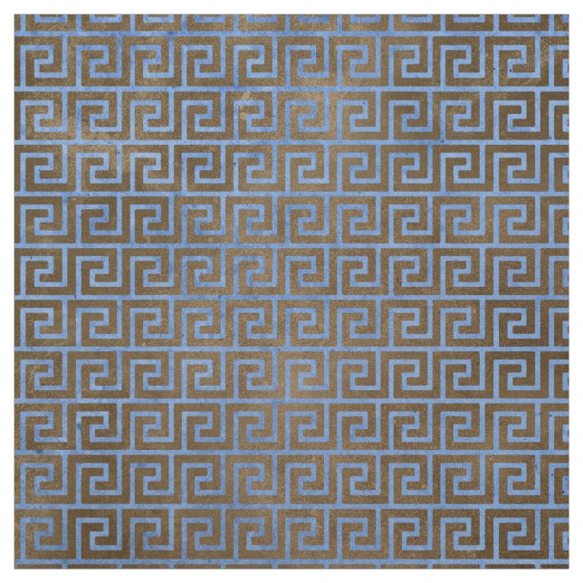 Blue and Brown Greek Key Fabric (Swatch)