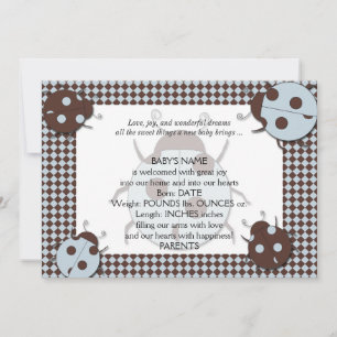 Blue and Brown Ladybug Baby Announcement