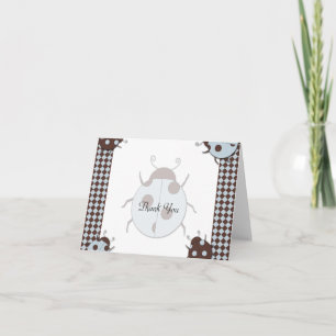 Blue and Brown Ladybug Thank You Card