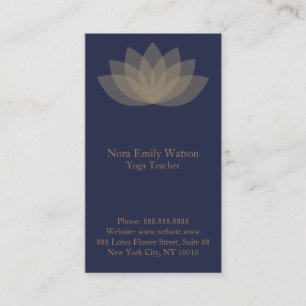 Blue and Brown Lotus Flower Business Cards