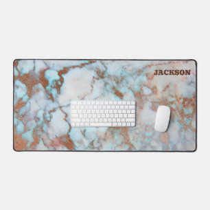 Blue And Brown Marble Stone  Desk Mat