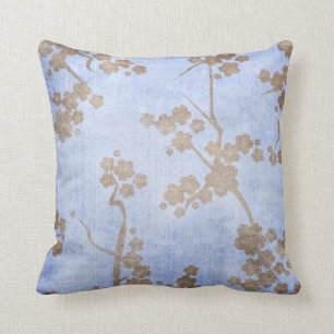 Blue and Brown Oriental Tree Pillow