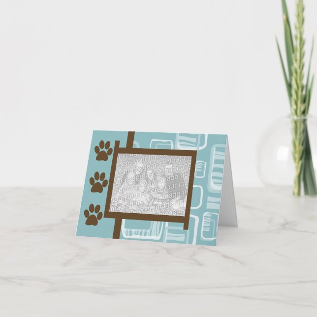 Blue and Brown Pet Greeting Cards (Front)