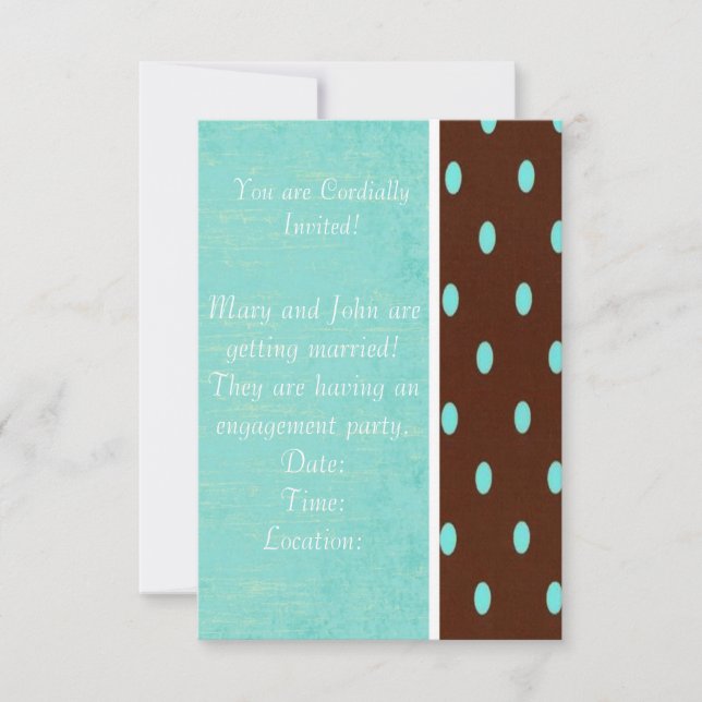 Blue and Brown Polka Dot 5x4 Invitation (Front)