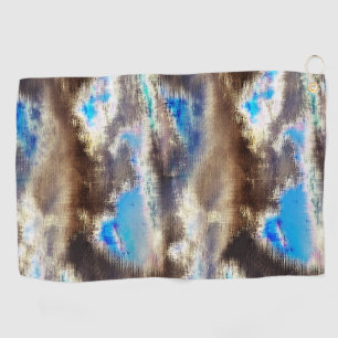 Blue and brown stained texture in a rough woody golf towel