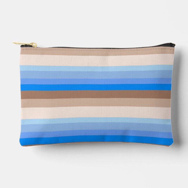Blue and Brown stripes Accessory Pouch (Front)