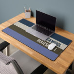 Blue and Brown  Stripes Pattern  Desk Mat<br><div class="desc">Enhance your workspace with the Blue and Brown Stripes Pattern Desk Mat. Featuring a stylish and modern striped design, this mat adds a sophisticated touch while providing a smooth surface for your keyboard and mouse. Perfect for home offices, gaming setups, or creative workspaces, it’s a great choice for those who...</div>