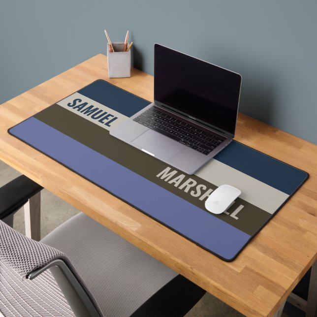 Blue and Brown  Stripes Pattern  Desk Mat (Office 2)