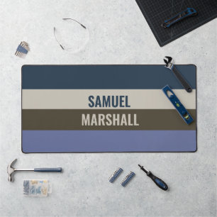 Blue and Brown  Stripes Pattern  Desk Mat