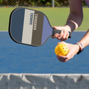 Blue and Brown Stripes Pattern Pickleball Paddle