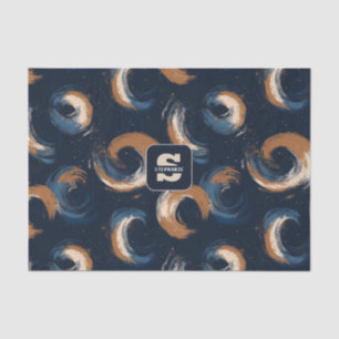 Blue and Brown Swirl Circle on Dark Background Tissue Paper