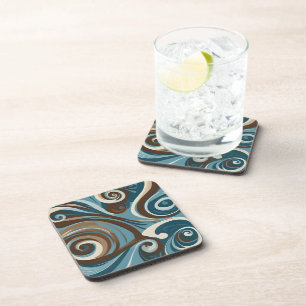 Blue and Brown Swirl Coaster