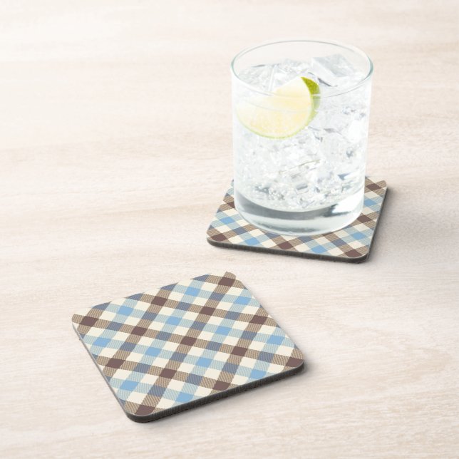 Blue And Brown Tartan plaid Coaster (Right Side)