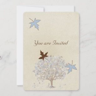 Blue and Brown Tree Wedding Invitation