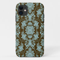 Blue And Brown Vintage Baroque Floral Pattern