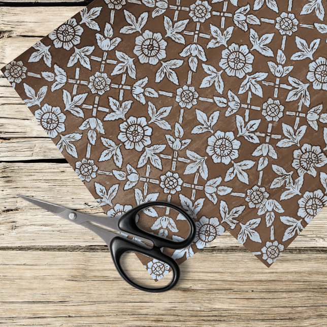 blue and brown vintage pattern tissue paper (Creator Uploaded)