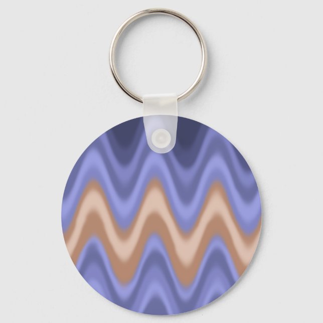 Blue and Brown Waves Key Ring (Front)