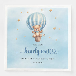 Blue and brown We can bearly wait teddy bear Napkin