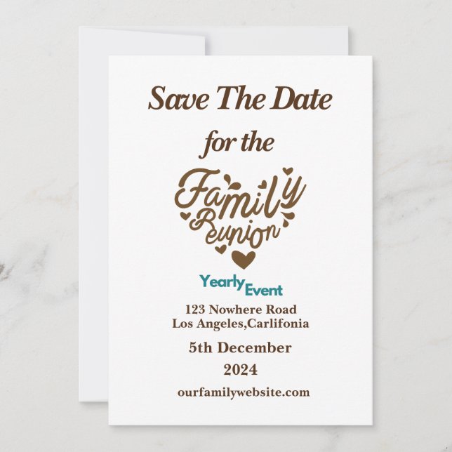 blue and brown yearly event reunion save the date (Front)