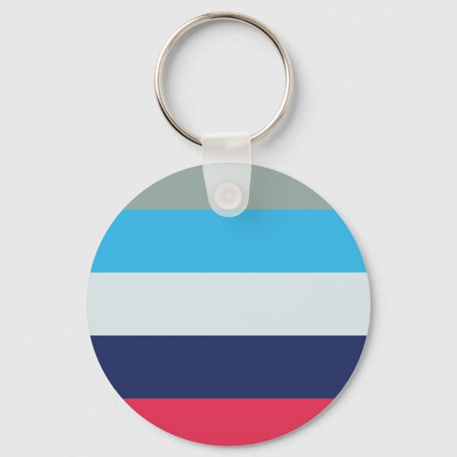 Blue And Burgundy Stripes Key Ring (Front)
