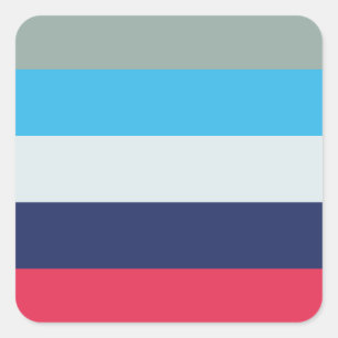 Blue And Burgundy Stripes Square Sticker