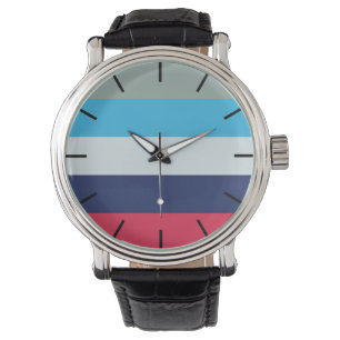 Blue And Burgundy Stripes Watch
