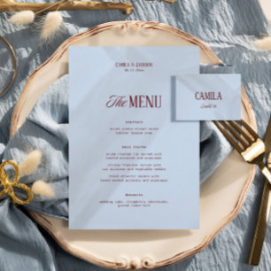 Blue and Burgundy Wedding Menu
